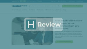 Dokteronline Website mit HealthHeld Logo und Review Badge