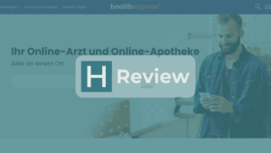 Healthexpress Website mit HealthHeld Logo und Review Badge