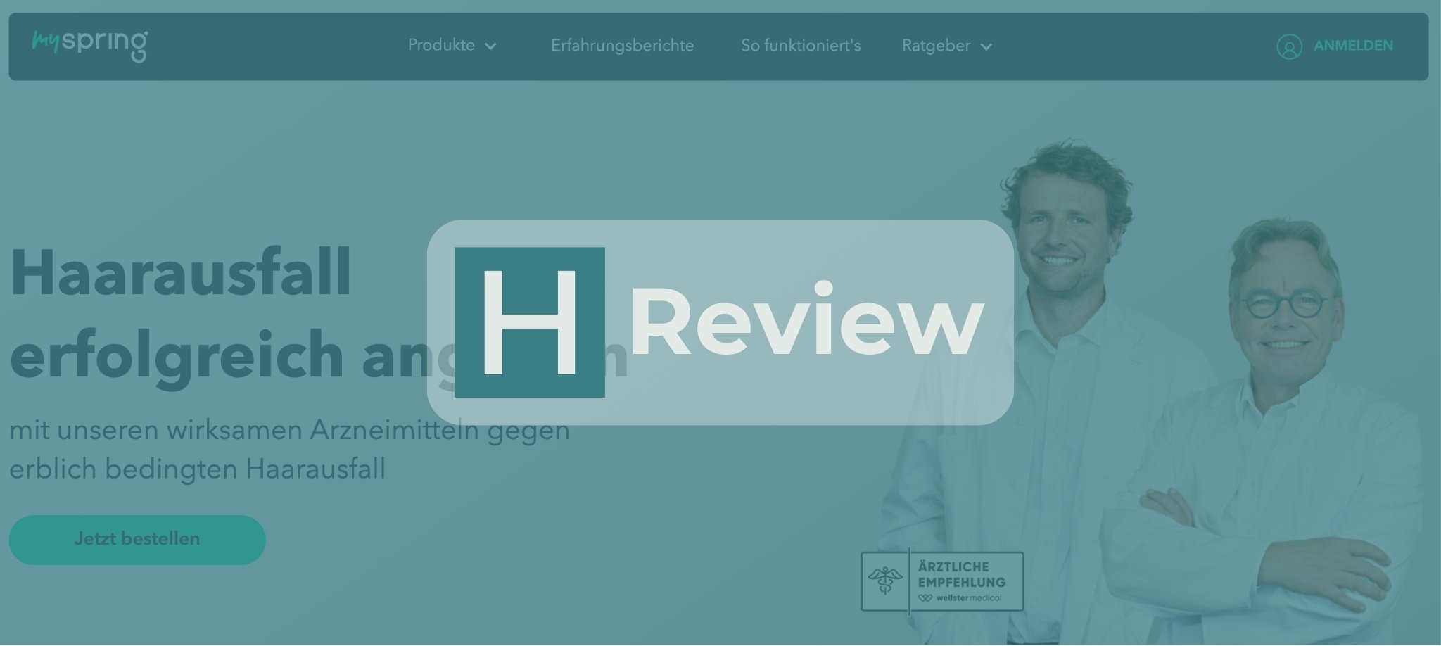 MySpring Website mit HealthHeld Logo und Review Badge